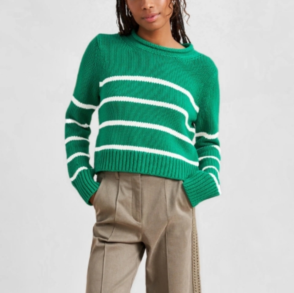 La Ligne Mini Marina Green and White Striped Sweater